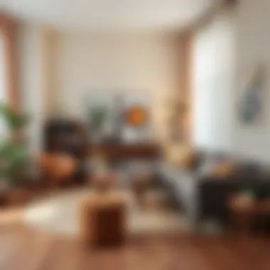 Trendy sustainable furniture arrangement in a cozy space