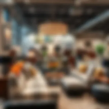 Modern furniture collection showcased in a popular chain store