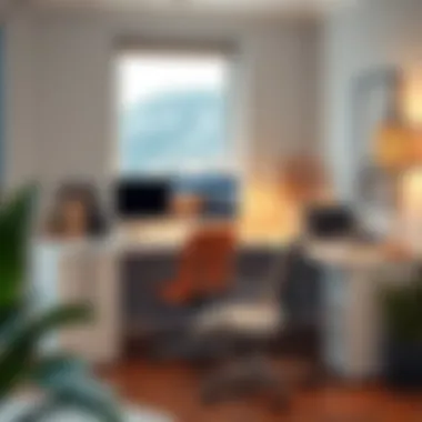 Maximizing Functionality: Corner Desk in Use Functional workspace featuring a corner desk