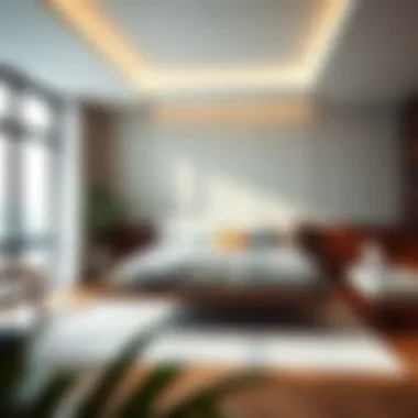 Harmonious Bedroom Aesthetics Aesthetic integration of a floating bed frame with surrounding decor