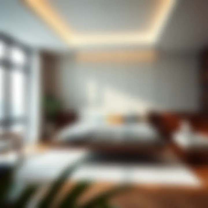 Harmonious Bedroom Aesthetics Aesthetic integration of a floating bed frame with surrounding decor