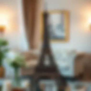 Artistic Decor Featuring the Eiffel Tower Artistic interpretation of the Eiffel Tower in a stylish decor arrangement