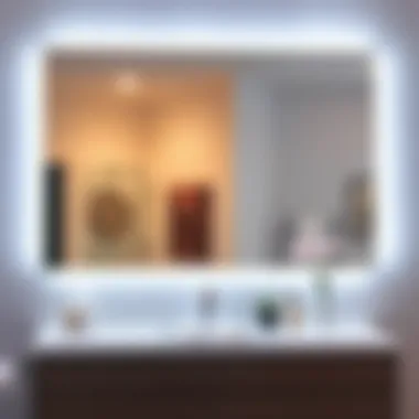 Functional Large Vanity Mirror with Integrated Lighting Functional large vanity mirror with integrated lighting elements