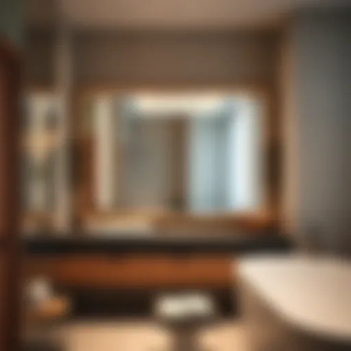 Luxurious large vanity mirror reflecting a modern bathroom design