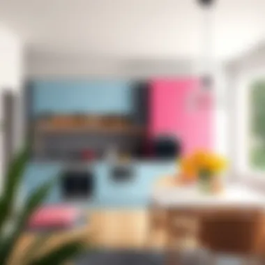 A vibrant kitchen layout created through advanced 3D modeling techniques