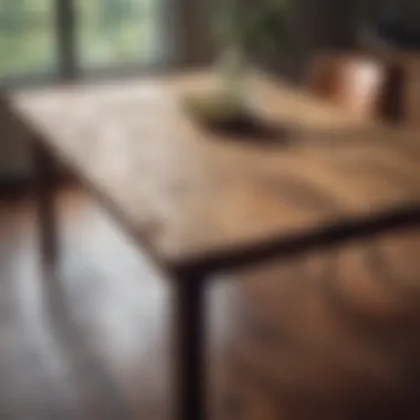 A rustic dining table made from reclaimed wood