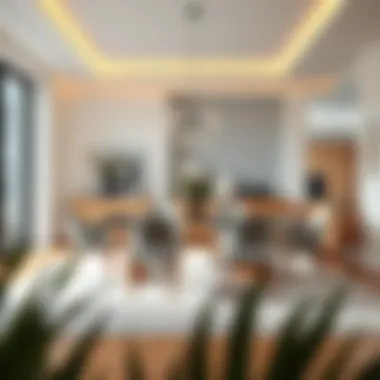 Stylish Dining Room with Modern Design Stylish dining room featuring a contemporary seven-piece dining set