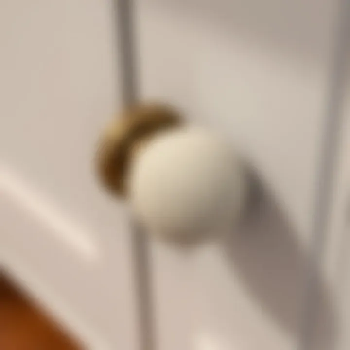 Close-up of textured cabinet hardware