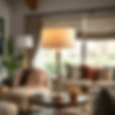 Table Lamp in a Contemporary Decor Stylish table lamp placed in a contemporary living room setting