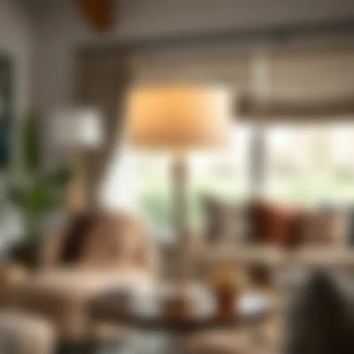 Table Lamp in a Contemporary Decor Stylish table lamp placed in a contemporary living room setting