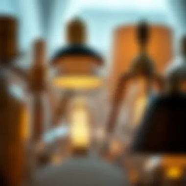 Diverse Materials in Lamp Construction A close-up of various lamp materials including metal and glass