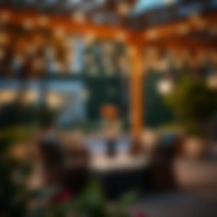 Bistro Set Under Ambient Lighting for Evening Enjoyment Bistro set under ambient lighting for evening gatherings