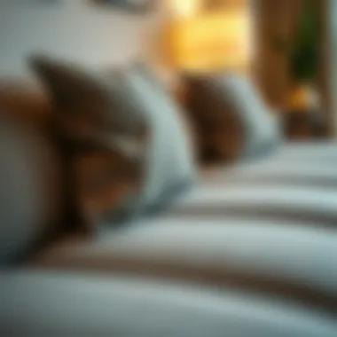 Texture and Comfort: Luxurious Fabric on a Compact Sofa Close-up of luxurious fabric and texture on a small sleeper sofa