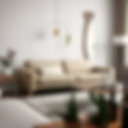 Stylish modern sleeper sofa in a minimalistic living room setting