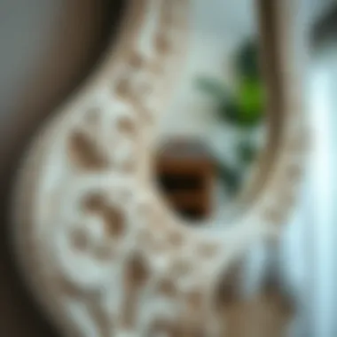 Intricate Craftsmanship Close-up of intricate detailing on a white mirror