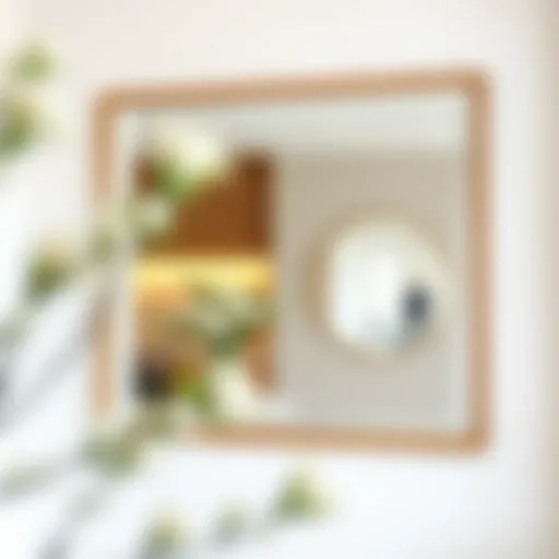 An Elegant Reflection Elegant white mirror framed in natural wood
