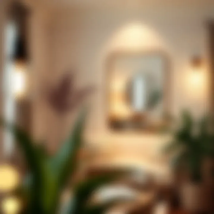 Cozy Nook Enhancement White and wood mirror enhancing the ambiance of a cozy nook