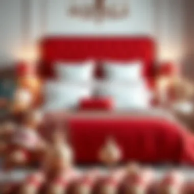 Elegant arrangement of red bed set showcasing modern design elements