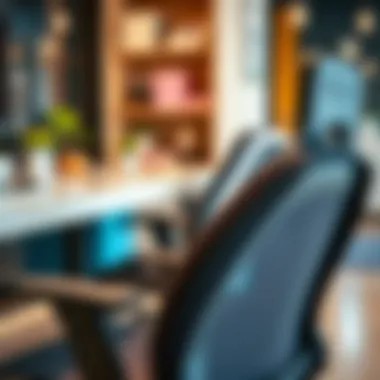 Close-up of ergonomic features in a narrow desk chair with arms