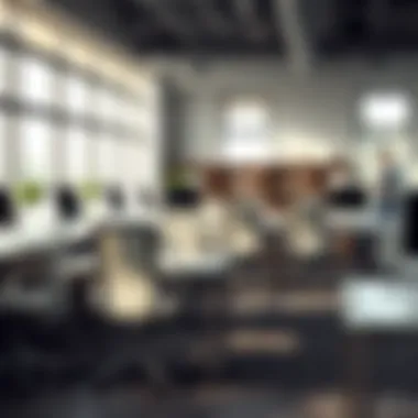 Narrow desk chairs with arms arranged to optimize workspace organization