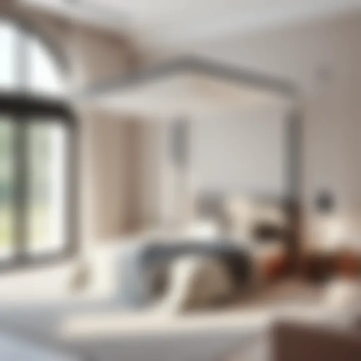 Modern Aesthetic of Corner Canopy Bed Modern corner canopy bed in a minimalistic room