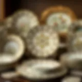 Elegant display of ornate plate sets showcasing intricate designs