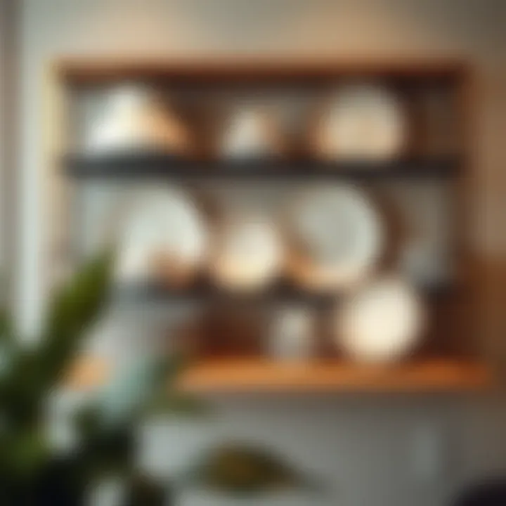Decorative Shelf with Fancy Plate Sets Stylish shelf showcasing decorative plate sets in home decor