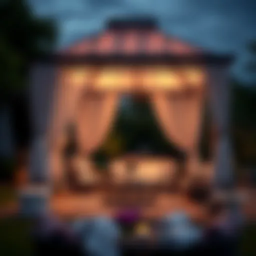 Elegant 9x12 patio gazebo with draped fabric