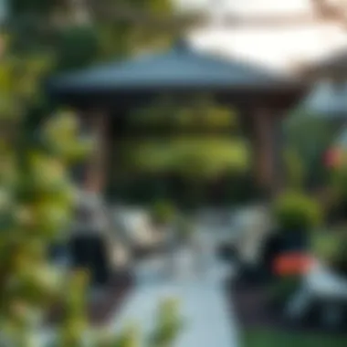 Beautifully landscaped backyard with gazebo