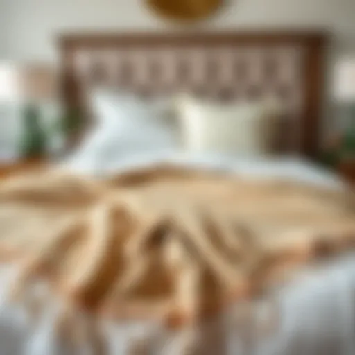 Luxurious king bed throw draped elegantly across a plush bed