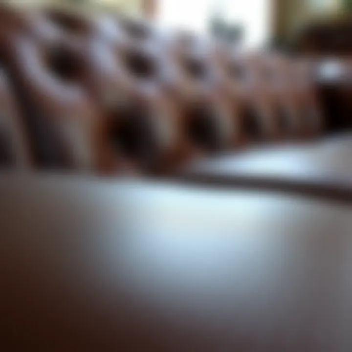 Leather Quality Close-Up Close-up of high-quality leather texture on a Chesterfield sofa