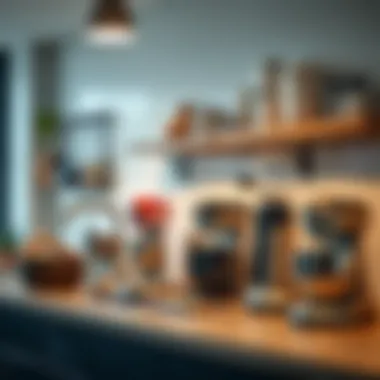 Modern Kitchen Gadgets Showcase A stylish array of modern kitchen gadgets arranged on a countertop