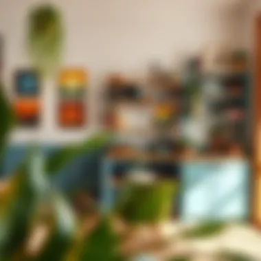 Eclectic Interior Style with Shelving Stylish small folding shelf in a vibrant, eclectic interior