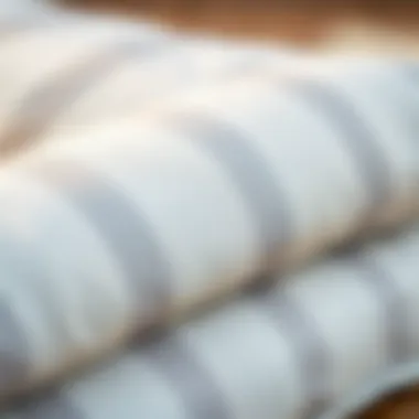 Luxurious Texture of Cabana Stripe Cushions Close-up of soft fabric texture of cabana stripe chaise lounge cushion