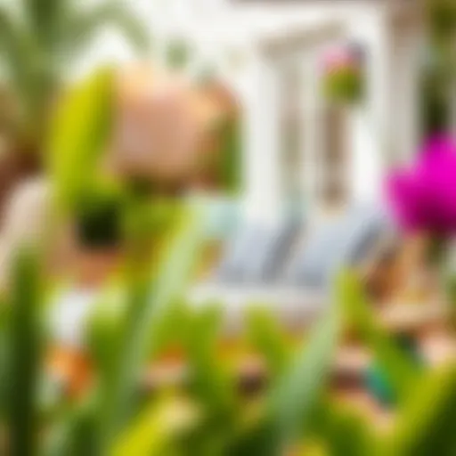 Elegant cabana stripe chaise lounge cushion in a vibrant outdoor setting