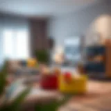 Stylish toy bins in a modern living room setup