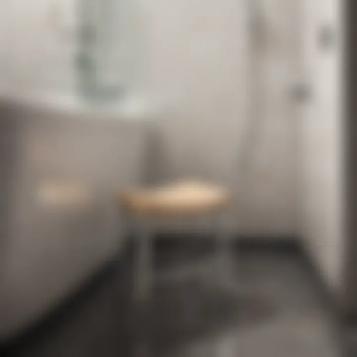 Chic small corner stool with a contemporary design enhancing shower aesthetics