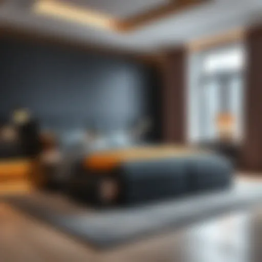 Elegant black queen bed with drawers showcasing modern design