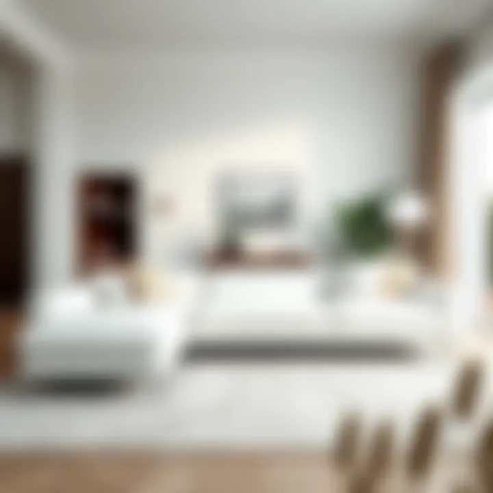 Elegant White Long Couch in a Modern Setting Elegant white long couch with accent pillows in a modern living room