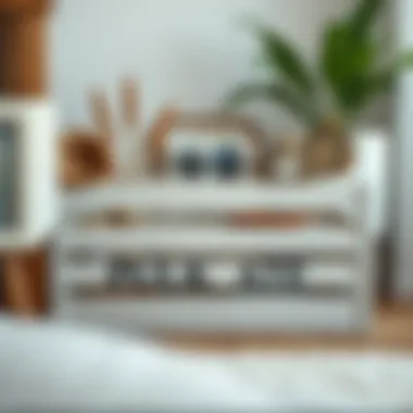 A personalized white file crate adorned with decorative elements