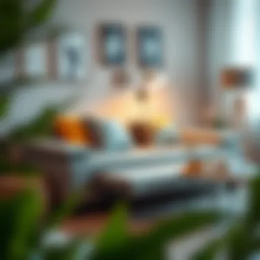 Aesthetic Appeal of a Fold-Out Couch with Accessories A cozy fold-out couch decorated with cushions