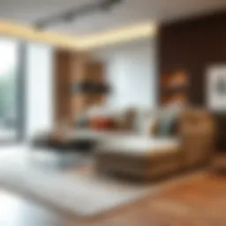 Elegant fold-out couch in a modern living room setting