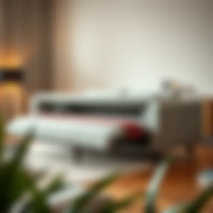 Versatile Functionality of a Fold-Out Couch A stylish fold-out couch transforming into a bed