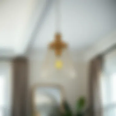 Creative Hanging Fixture Installation Creative installation of a hanging fixture on a sloped ceiling