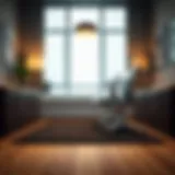 Elegant hardwood floor chair mat enhancing office aesthetics