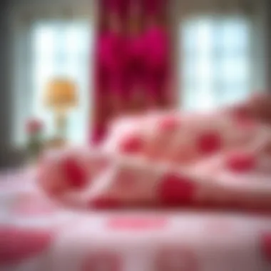 Textured Fabric of Hello Kitty Bedding Close-up view of the fabric texture of Hello Kitty bedding