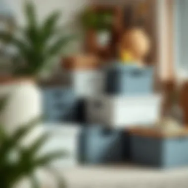 An aesthetically appealing arrangement of storage boxes in a home environment