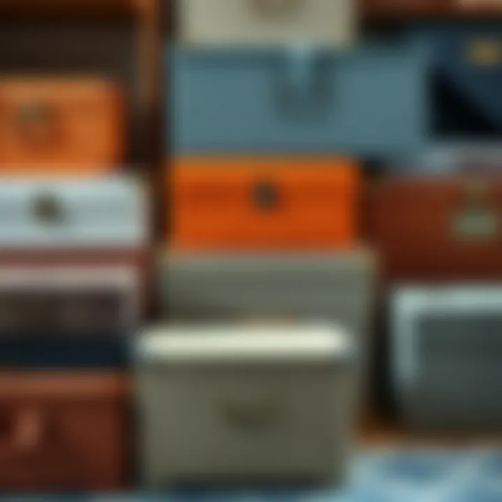 A diverse selection of storage boxes showcasing various styles and materials