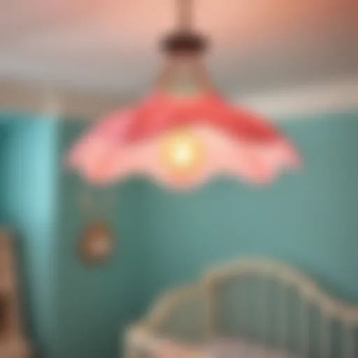 Whimsical nursery hanging light in soft pastel colors