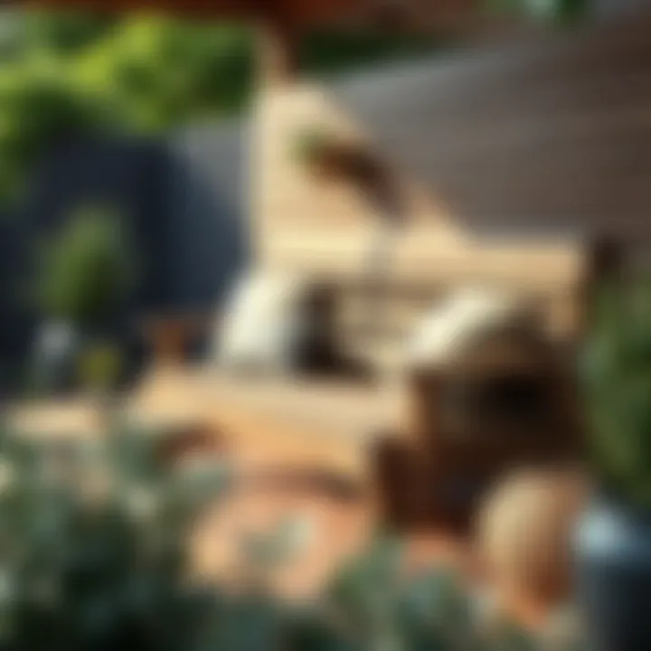 Cozy Rustic Bench Setup Rustic outdoor decking bench with cushions for comfort